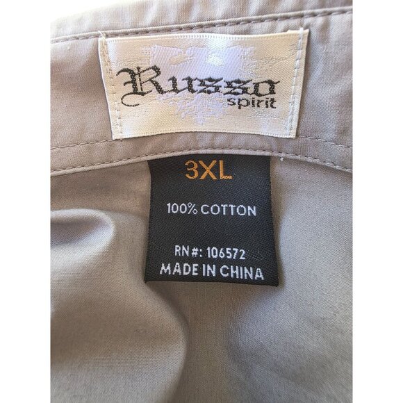 Russo Spirit Shirt Men 3XL Gothic Crest Wing Graphic Btn Up Y2K Affliction Style - Picture 3 of 12